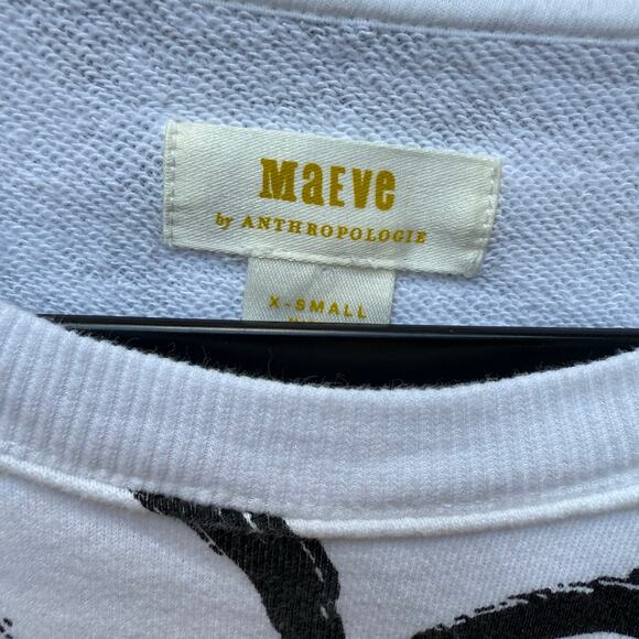 Maeve by Anthropologie Graphic Heart Print Sweatshirt White Black XS - Picture 6 of 7